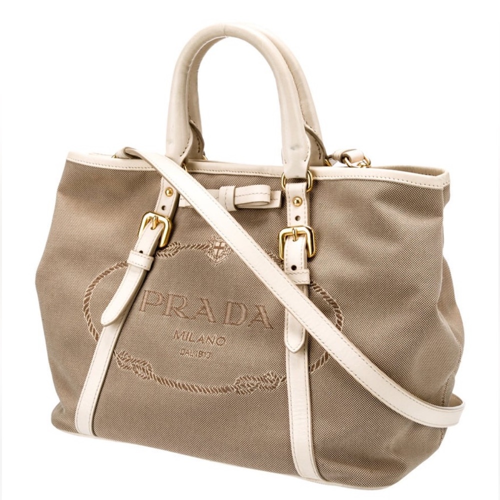 Prada Beige and Cream Tote Bag - Picture 2 of 16